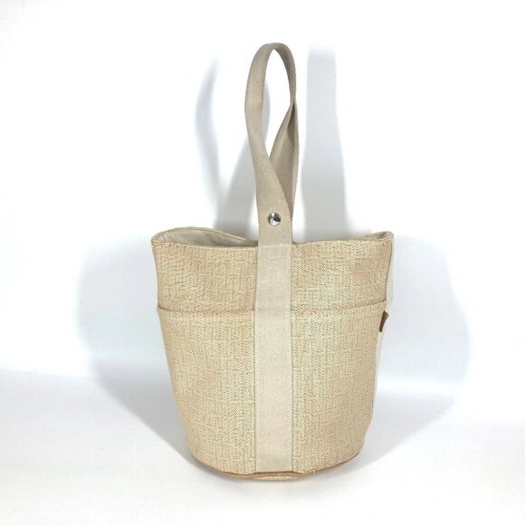 HERMES Saksaw PM Saksaw PM Bag Tote Bag Hand Bag Canvas Beige - Picture 1 of 15